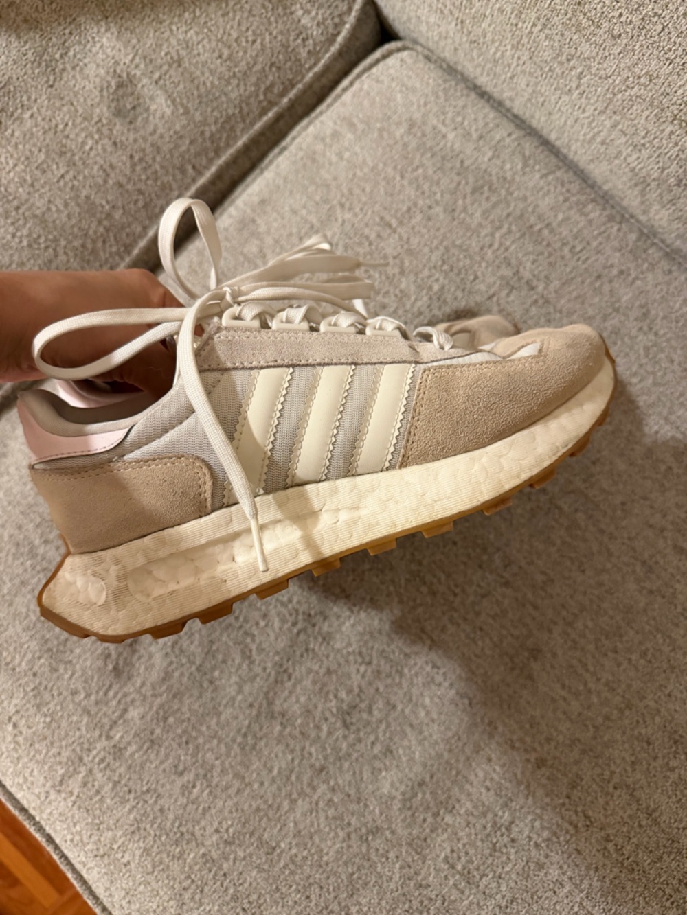 adidas Women’s Beige & White Retro Runner Sneakers